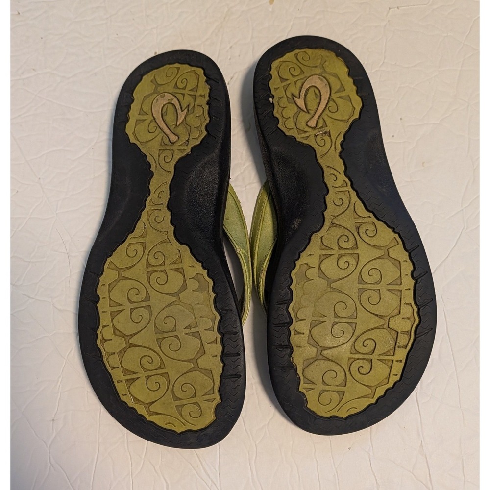 OluKai Ohana Flip Flop Sandal Lime Green Women's Size 7 - Picture 4 of 7